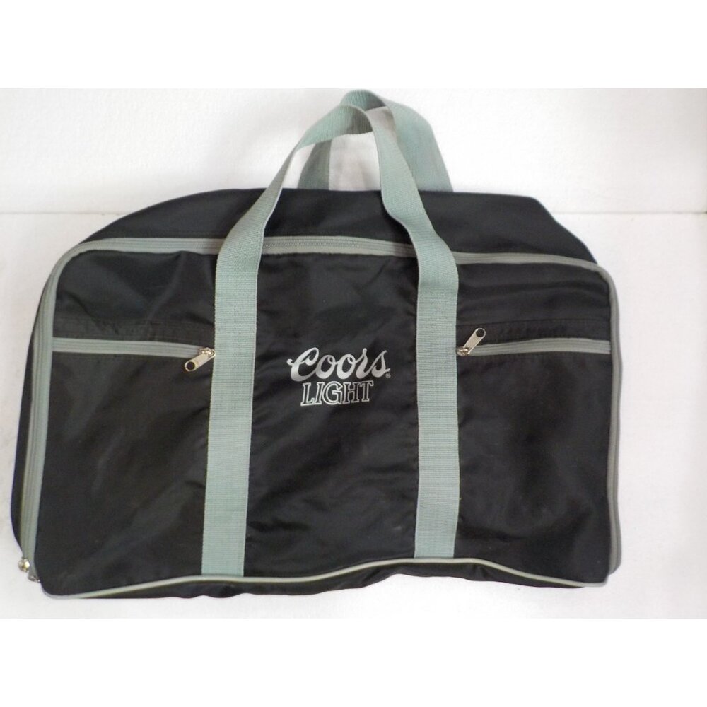 Rare Vtg 90s Coors Light Full Zip Duffle Bag Tote Sports Gear Blk/Silver 22"x12"